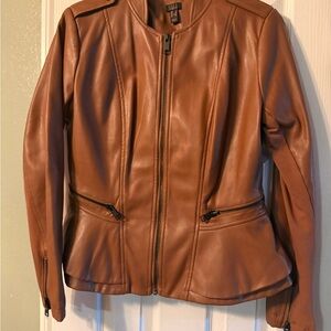 G.I.L.I. Brown Leather Jacket with Zipper Detail